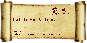 Reininger Vilmos névjegykártya